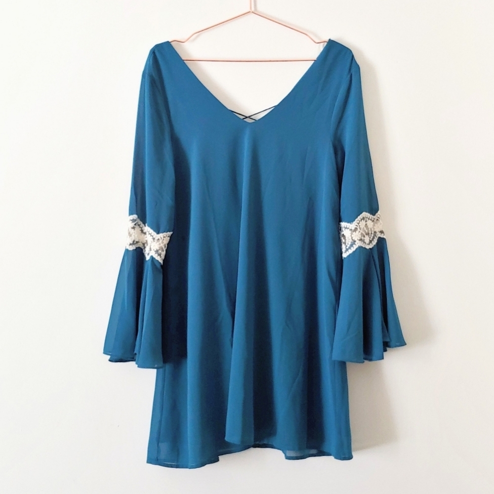 Umgee blue boho long sleeve dress size S